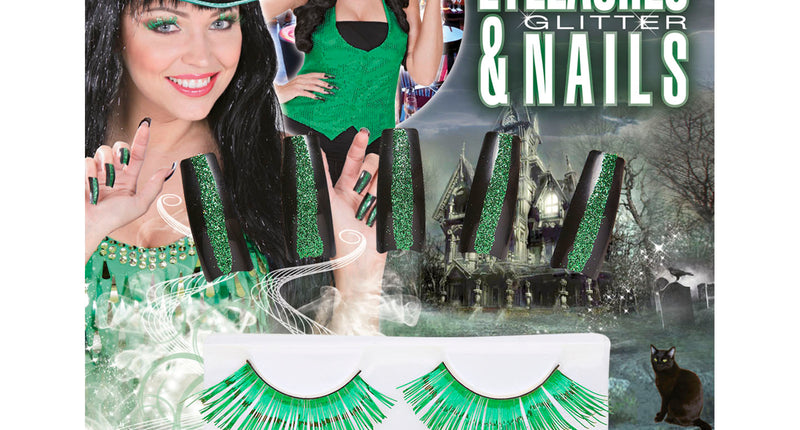 Widmann SRL Nepwimpers groen met nepnagels