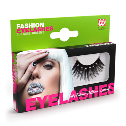 Widmann SRL Nepwimpers zwart puntig met strass