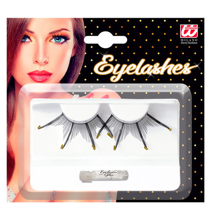 Widmann SRL Nepwimpers zwarte lang gouden punten