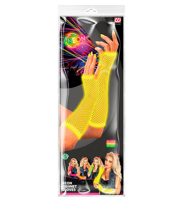 Widmann SRL Net handschoenen neon geel lang