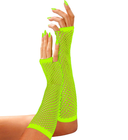 Widmann SRL Net handschoenen neon groen lang
