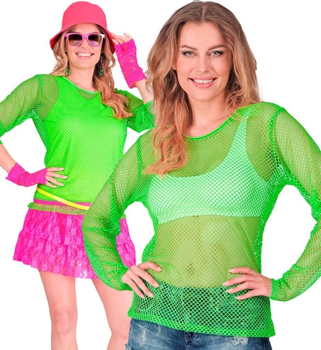 Widmann SRL Net shirt lang neon groen