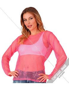 Widmann SRL Net shirt lang neon roze