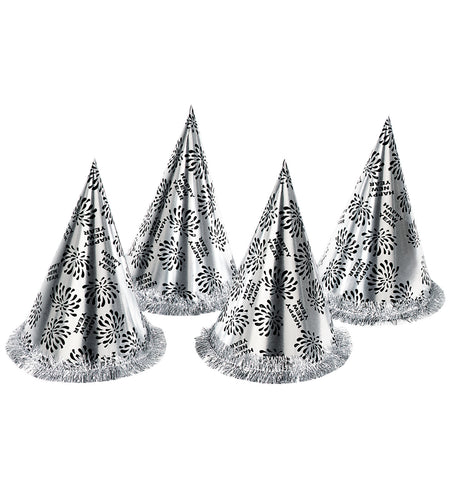 Widmann SRL Nieuwjaar punthoed zilver Happy New Year