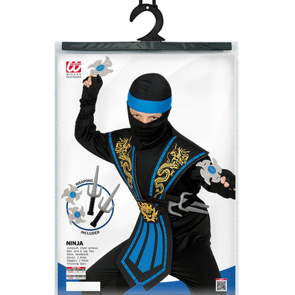 Widmann SRL Ninja pak kinderen Kombat blauw