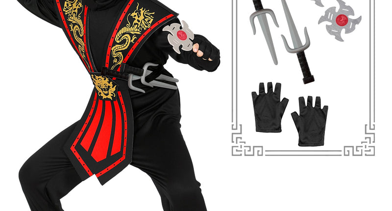 Widmann SRL Ninja pak kinderen Kombat rood