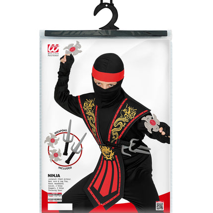 Widmann SRL Ninja pak kinderen Kombat rood