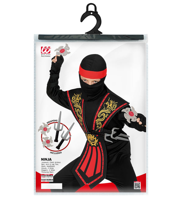 Widmann SRL Ninja pak kinderen Kombat rood