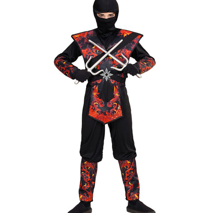 Widmann SRL Ninja pak vlammende draak kinderen