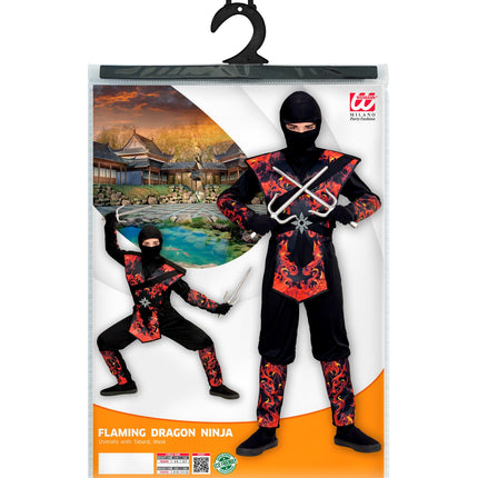 Widmann SRL Ninja pak vlammende draak kinderen