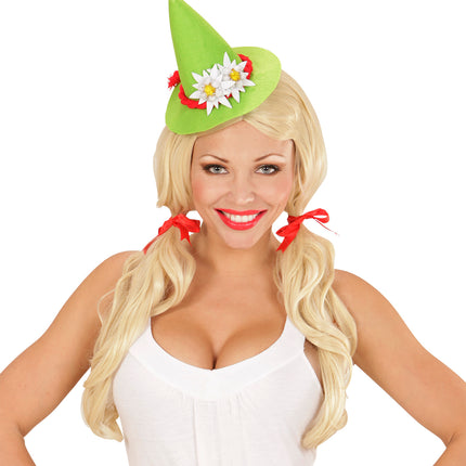 Widmann SRL Oktoberfest hoedje groen met haarclips