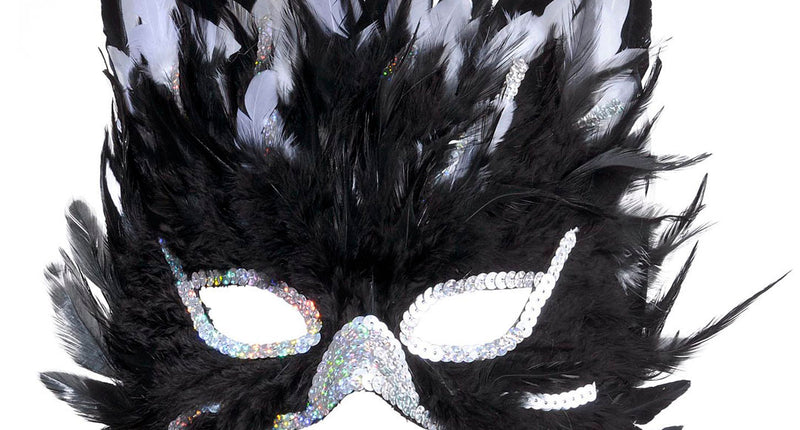 Widmann SRL Oogmasker kat met veertjes