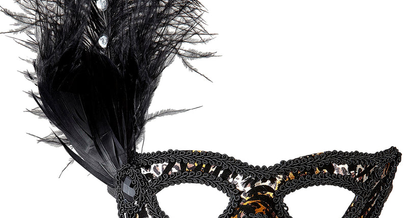 Widmann SRL Oogmasker luipaard met veren