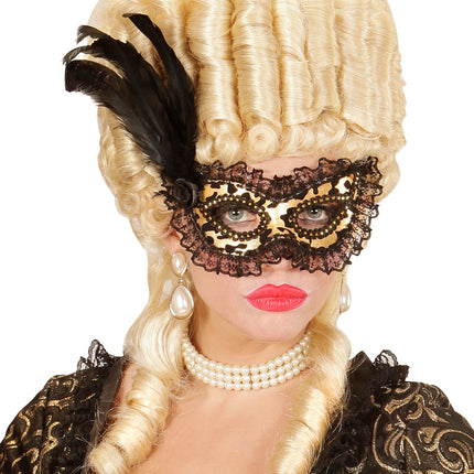 Widmann SRL Oogmasker met kant en veren