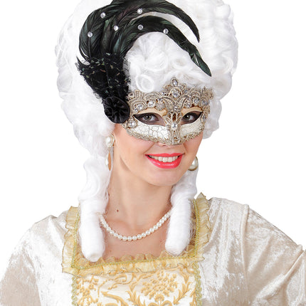 Widmann SRL Oogmasker met zwarte veren