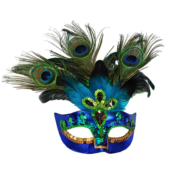 Widmann SRL Oogmasker pauw met veren