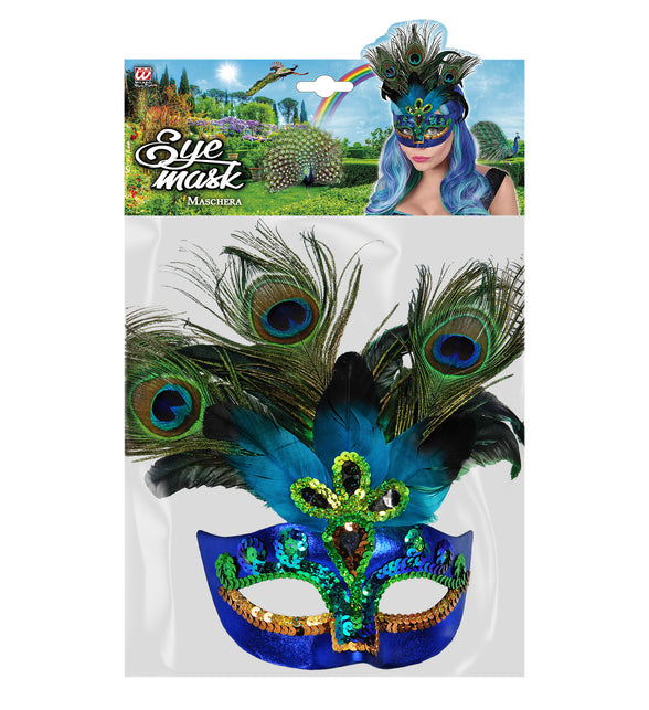 Widmann SRL Oogmasker pauw met veren