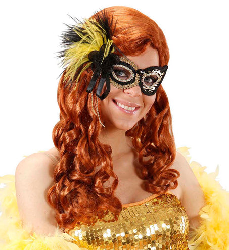 Widmann SRL Oogmasker tijger met veren