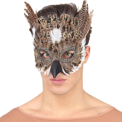 Widmann SRL Oogmasker uil met veren