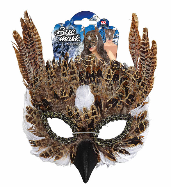 Widmann SRL Oogmasker uil met veren