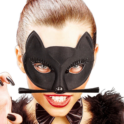 Widmann SRL Oogmasker zwarte kat krabbie