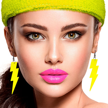 Widmann SRL Oorbellen jaren 80 bliksem neon geel