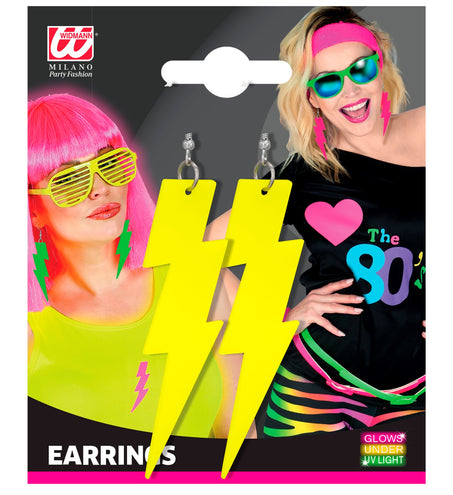 Widmann SRL Oorbellen jaren 80 bliksem neon geel