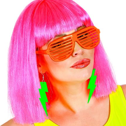 Widmann SRL Oorbellen jaren 80 bliksem  neon groen