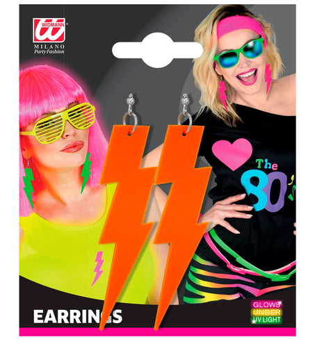 Widmann SRL Oorbellen jaren 80 bliksem neon oranje