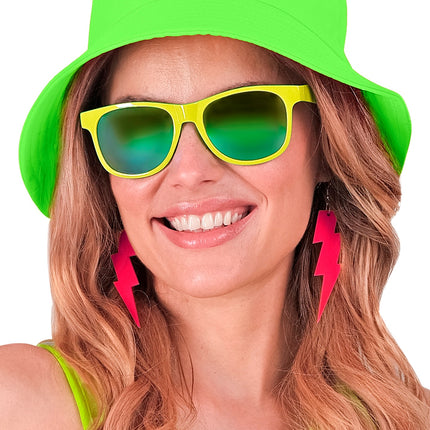 Widmann SRL Oorbellen jaren 80 bliksem neon roze