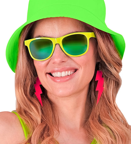 Widmann SRL Oorbellen jaren 80 bliksem neon roze