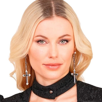 Widmann SRL Oorbellen kruis zwart Noah