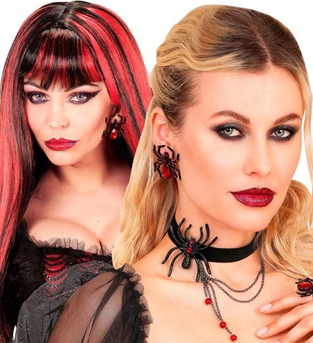 Widmann SRL Oorbellen spin met rode edelstenen en strass Sanne