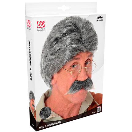 Widmann SRL Opa pruik Guiseppe met snor grijs