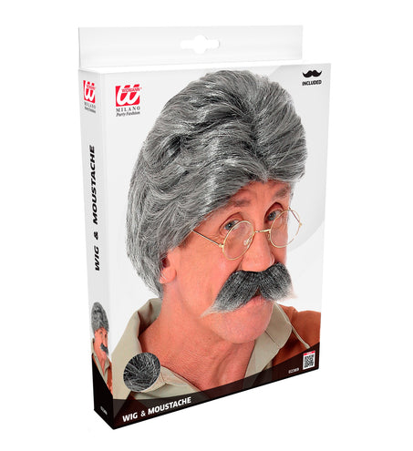 Widmann SRL Opa pruik Guiseppe met snor grijs