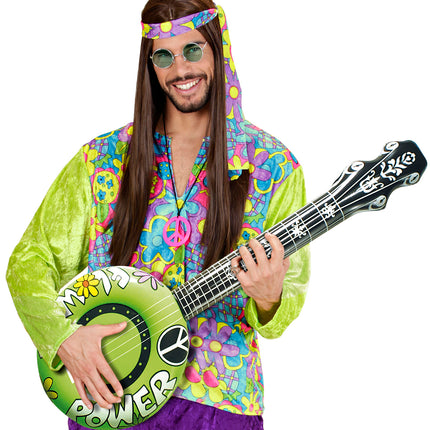 Widmann SRL Opblaasbare banjo Hippie Flower power groen