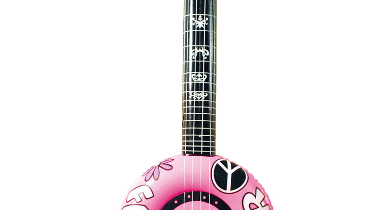 Widmann SRL Opblaasbare banjo Hippie Flower power roze
