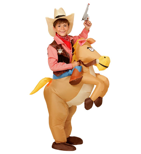 Widmann SRL Opblaasbare cowboy paarden voor kids