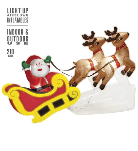 Widmann SRL Opblaasbare kerstman met rendieren 244cm