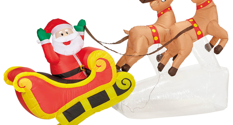 Widmann SRL Opblaasbare kerstman met rendieren 244cm