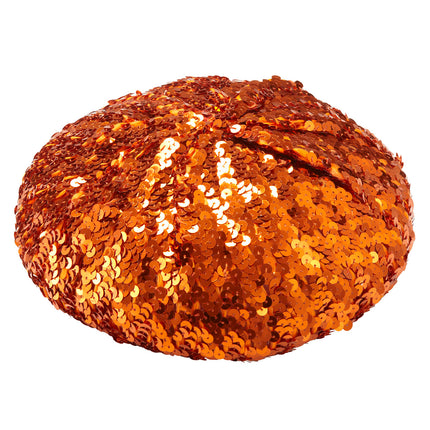 Widmann SRL Oranje baret pailletten glitter muts