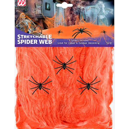 Widmann SRL Oranje spinnenweb met drie spinnen