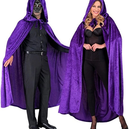 Widmann SRL Paars fluwelen cape met kap 140cm Luuk