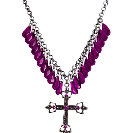 Widmann SRL Paarse gothic ketting met kruis