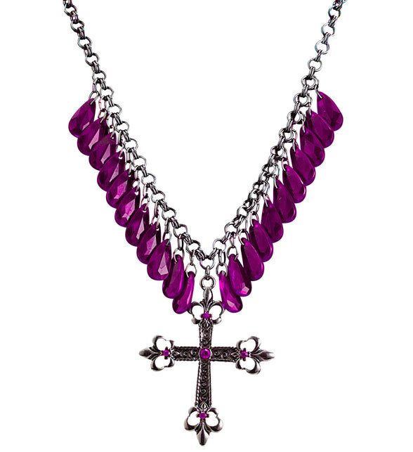Widmann SRL Paarse gothic ketting met kruis