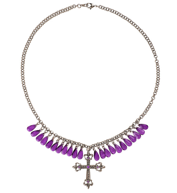Widmann SRL Paarse gothic ketting met kruis