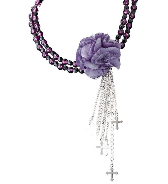 Widmann SRL Paarse gothic ketting met roos