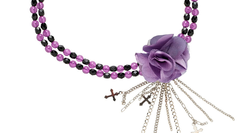 Widmann SRL Paarse gothic ketting met roos