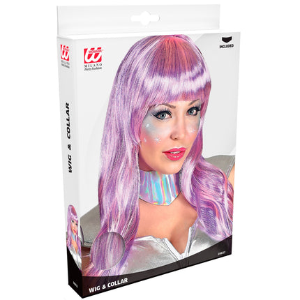 Widmann SRL Paarse pruik universum met kraag