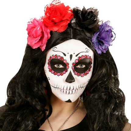 Widmann SRL Paarse roos haarclip met glitters